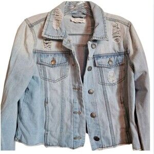 Ci Sono M Light Blue Jean Denim Jacket Distressed U-1322